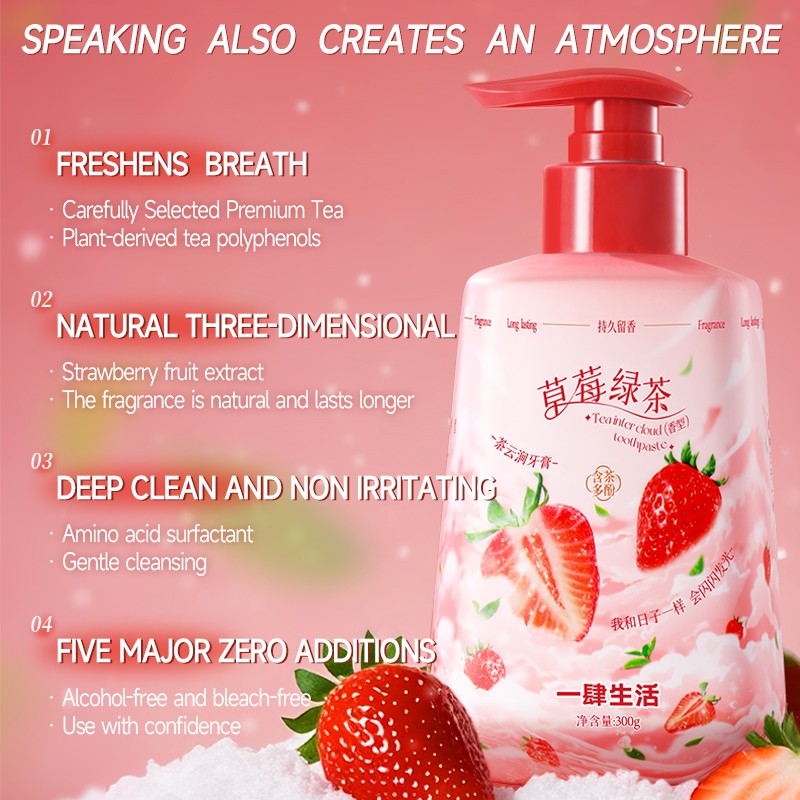 Toothpaste Manufacturer - OEM Strawberry Green Tea Teeth Whitening Toothpaste