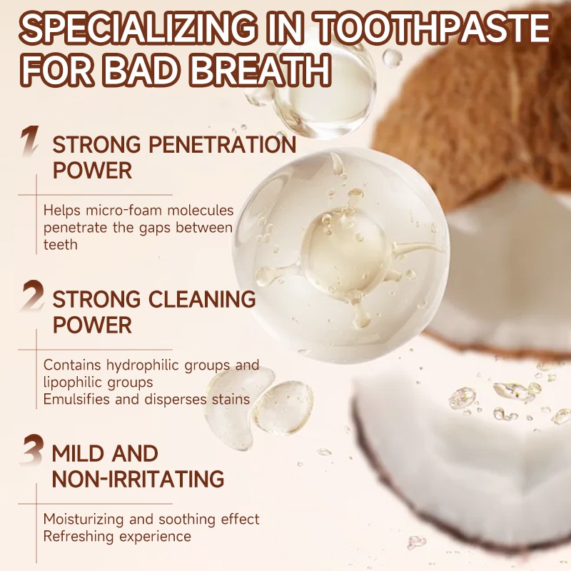 Toothpaste Factory - ODM Coconut Fresh Breath Teeth Whitening Toothpaste