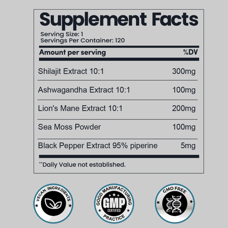 Sea Moss Capsules Factory - OEM Shilajit Maca Ashwagandha Supplement Capsules