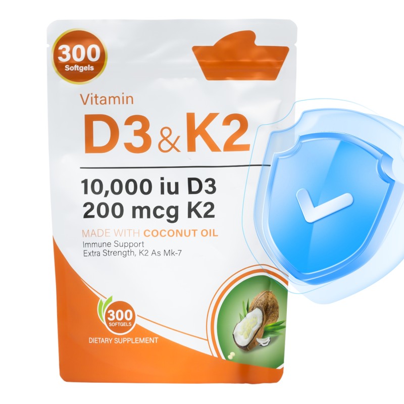 Vitamin D3 K2 Softgels Supplier - OEM Plant Based Formula Natural