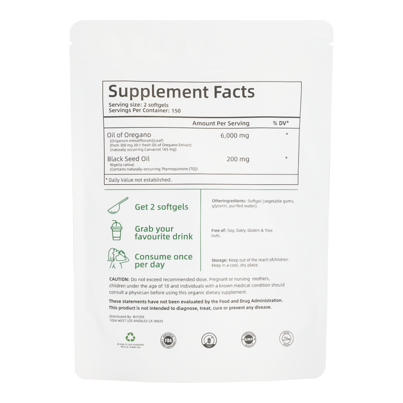 Oregano Oil Softgel Manufacturer - OEM Vegetarian Plant Based Softgels