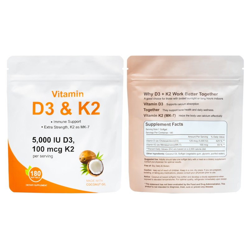Vitamin D3 K2 Softgels Supplier - OEM High Quality Daily Absorption
