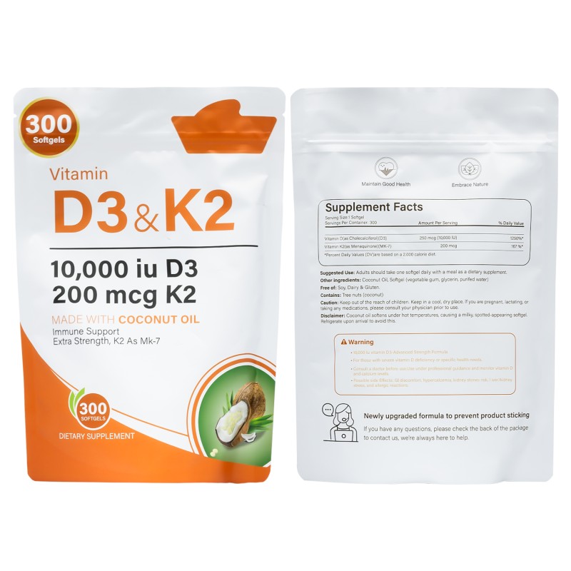 Vitamin D3 K2 Softgels Factory - OEM Natural Formula Daily Nutrition
