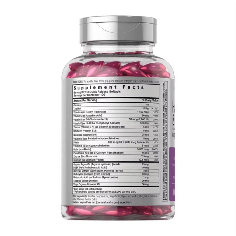 Biotin Collagen Softgels Manufacturer - Hair Skin Nails Argan Oil