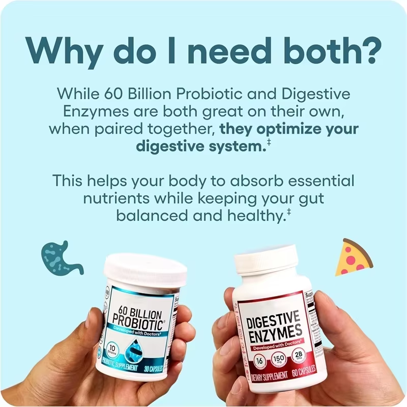 Gut Health Set Factory - OEM 60 Billion Probiotics Digestive Enzymes