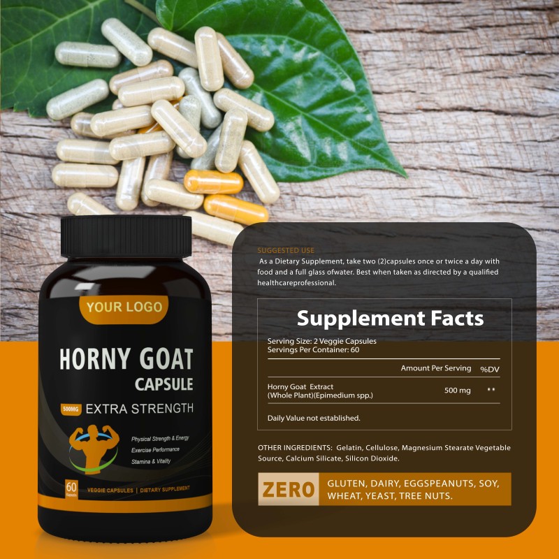 Herbal Supplement Energy Epimedium Capsules Horny Goat Weed Capsules for Men