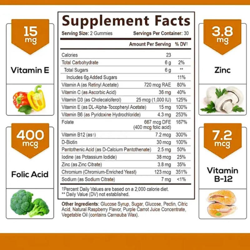 Private Label Halal Vegan Bears Multi Vitamin Gummy Dietary Supplement Multivitamin Gummies