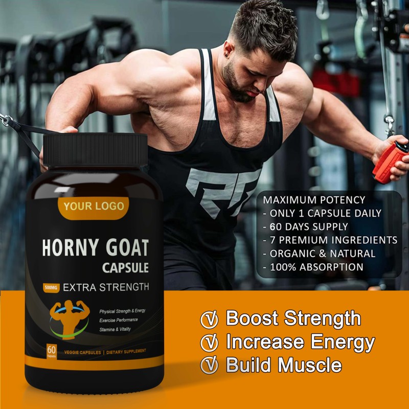 Herbal Supplement Energy Epimedium Capsules Horny Goat Weed Capsules for Men