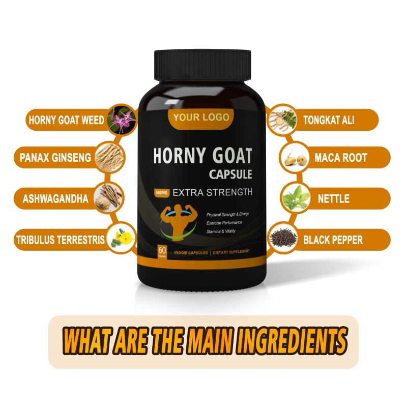Herbal Supplement Energy Epimedium Capsules Horny Goat Weed Capsules for Men