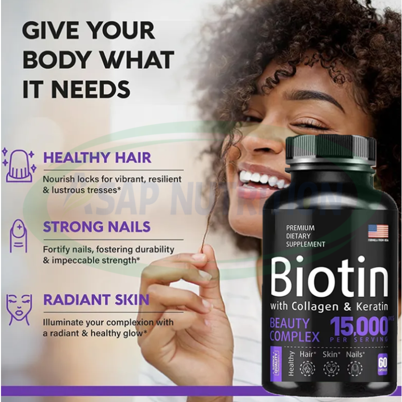 Biotin Capsules Factory - OEM 25000mcg Hair Skin Nails
