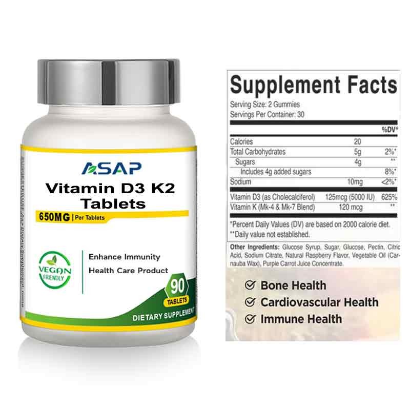 Vitamin D3 K2 Tablets Factory - OEM 5000iu Calcium Magnesium Zinc