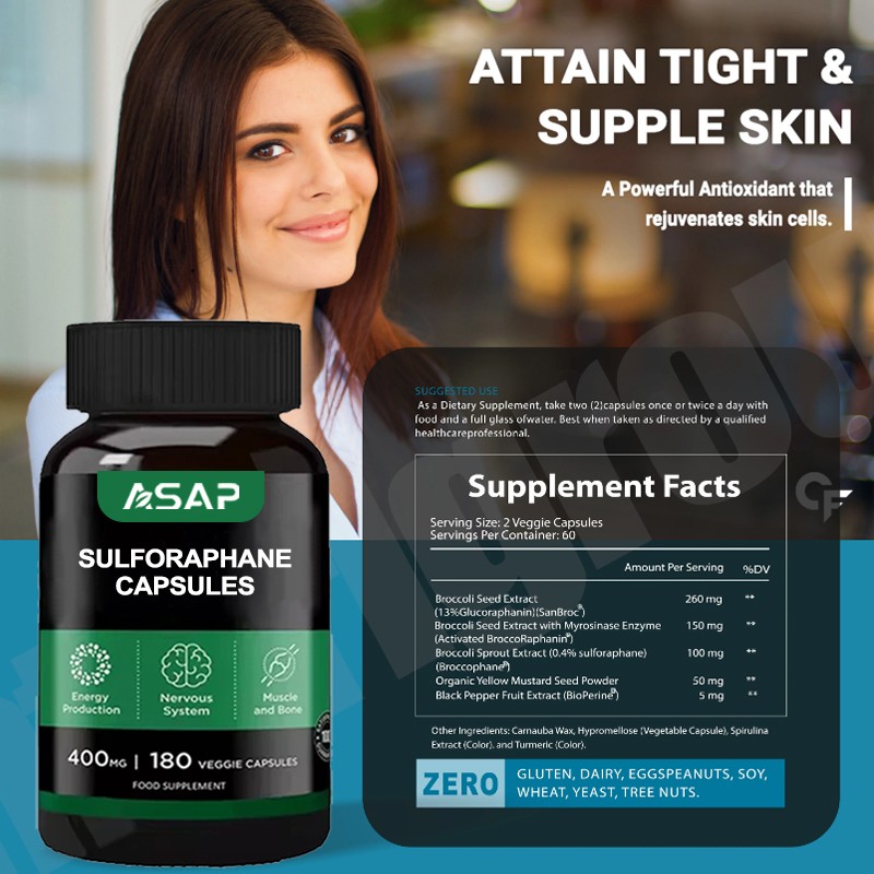 Sulforaphane Capsules Factory - OEM Broccoli Sprout Extract 100mg