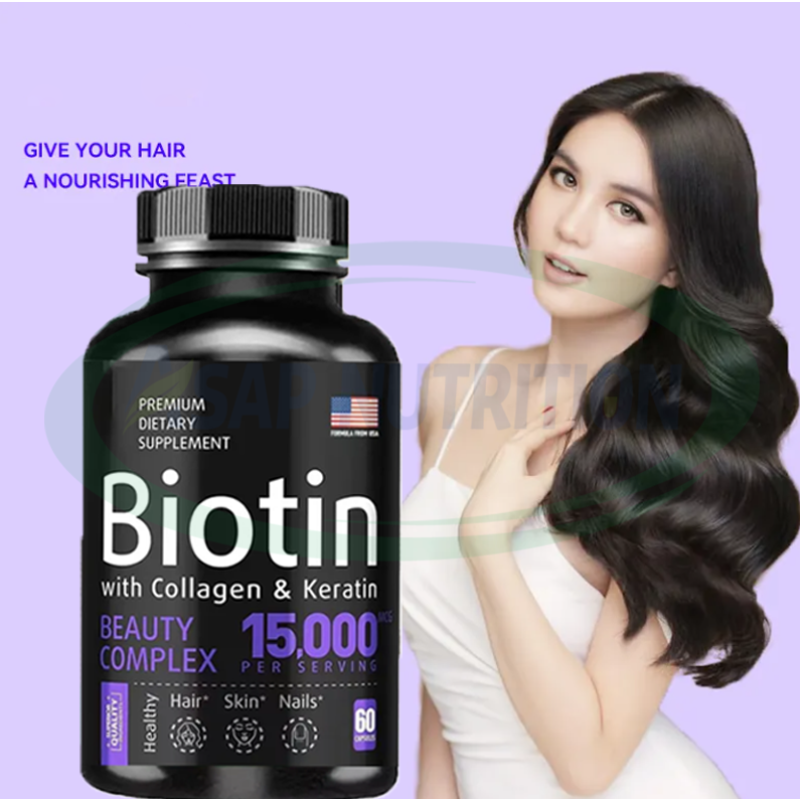 Biotin Capsules Factory - OEM 25000mcg Hair Skin Nails