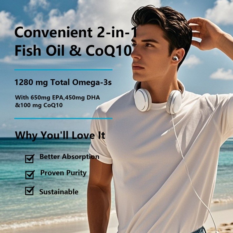 Omega-3 Softgels Manufacturer - OEM 1280mg with CoQ10 Soft Gels