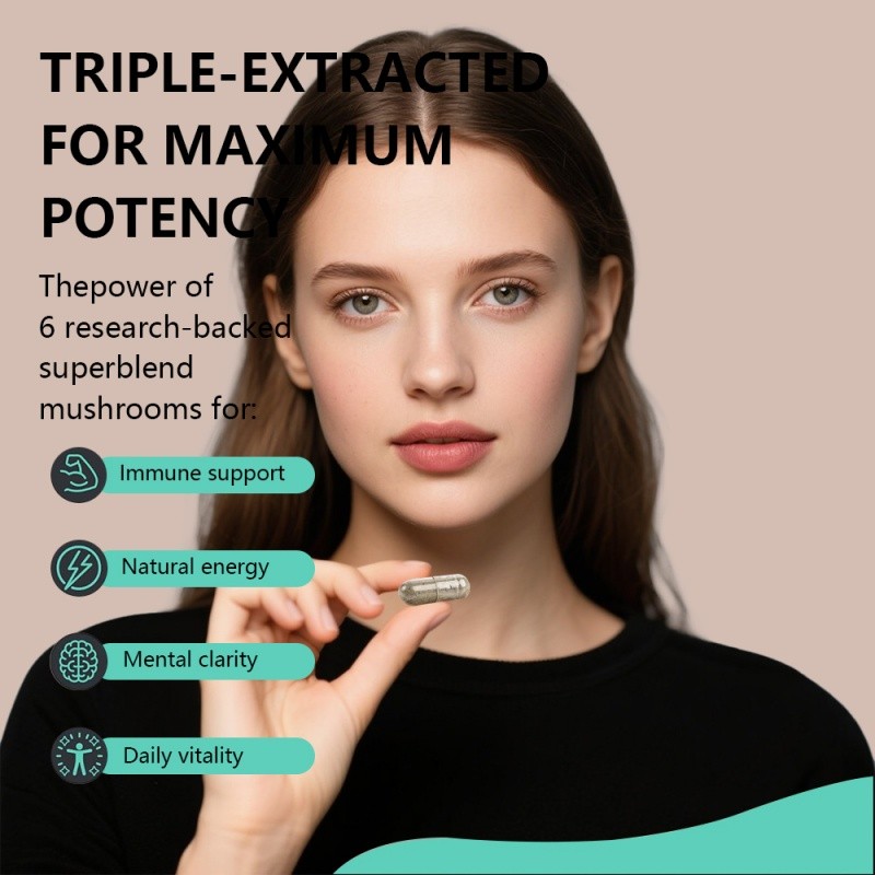 Mushroom Capsules Factory - OEM Lion's Mane Reishi Cordyceps Blend