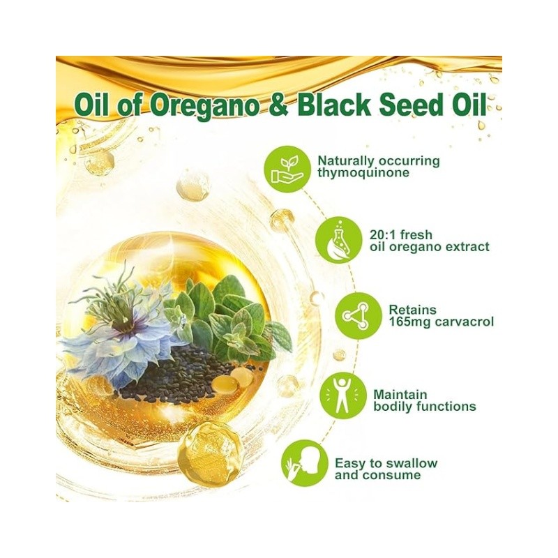 Oregano Softgel Manufacturer - OEM 2 in 1 6000mg Black Seed Oil