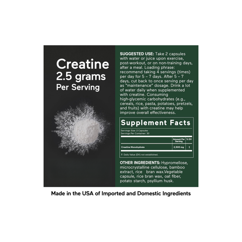 Creatine Capsules Manufacturer - OEM 2500mg Monohydrate 5g Pure