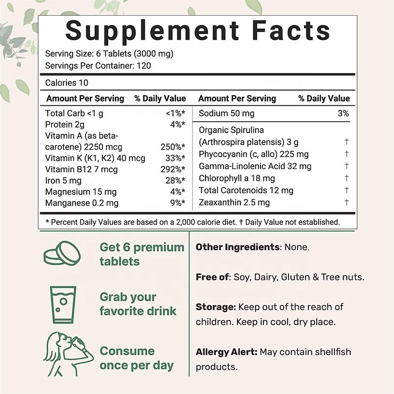 Calcium Vitamin D3 Tablet Supplier - Spirulina Superfood Vegan