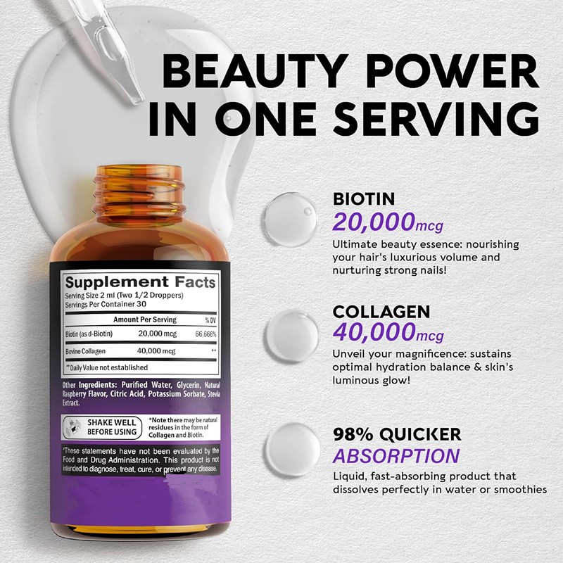Collagen Biotin Liquid Manufacturer - Natural Supplement Glowing Skin