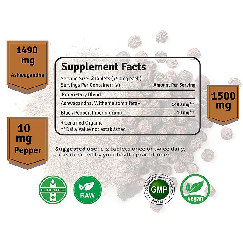 Ashwagandha Tablets Supplier - OEM 1500mg Stress Relief Energy