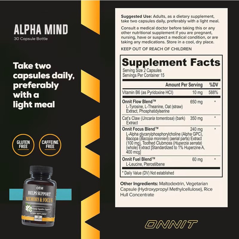 Brain Health Capsules Factory - OEM Memory Alpha GPC Nootropic