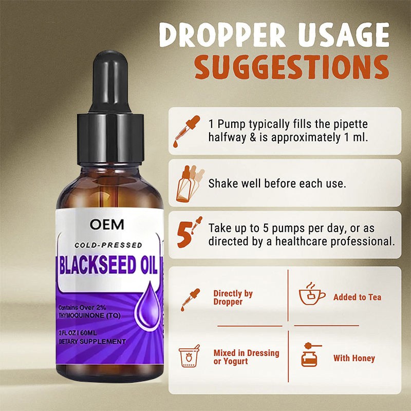 Black Seed Oil Drops Supplier - OEM 2% Thymoquinone Skin Hair