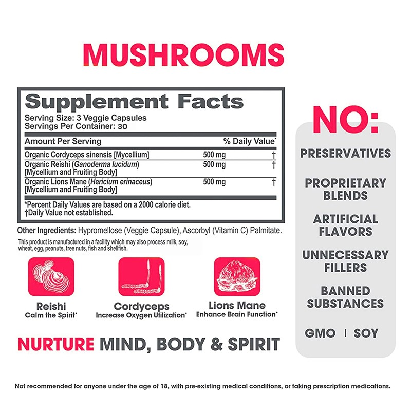 Immune Booster Capsules Supplier - OEM Reishi Lions Mane Mushroom