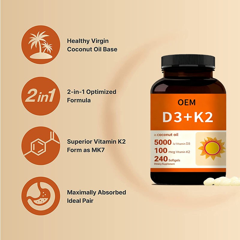Vitamin D3 Softgels Supplier - OEM 1000iu D3 K2 Bone Immune
