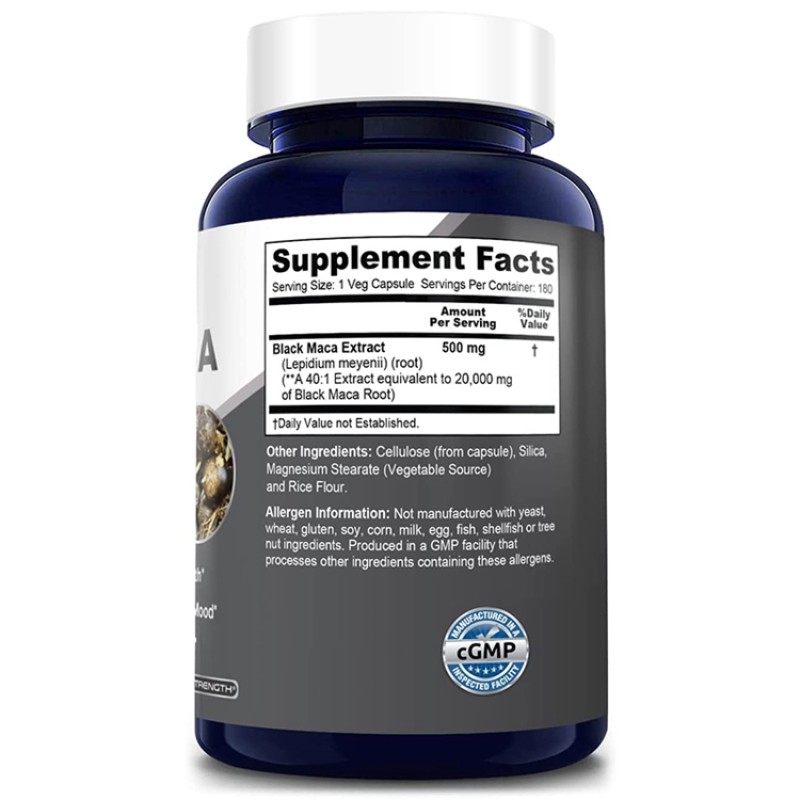 Black Maca Capsules Factory - OEM 180 Capsules Max Strength Pure