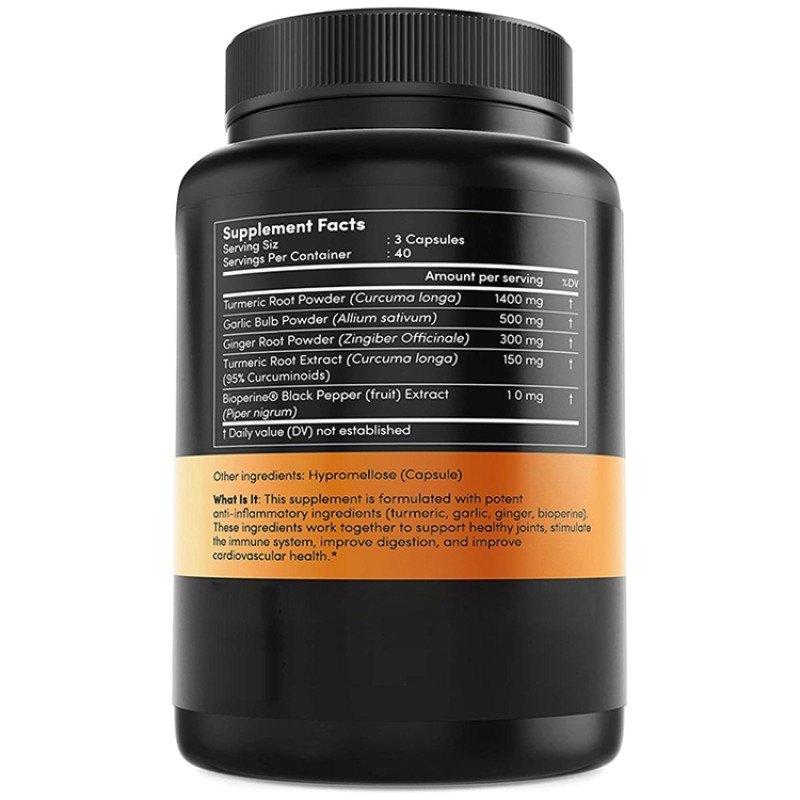 Turmeric Capsules Manufacturer - OEM 120 Capsules Bioperine Anti Inflammatory