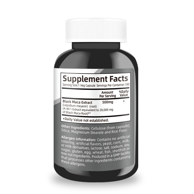 Black Maca Capsules Manufacturer - OEM 20000mg Male Strength Support Adult