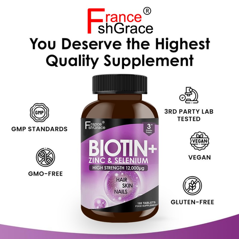 Biotin Zinc Selenium Tablets Supplier - OEM 180 Tablets Hair Growth Glowing Skin