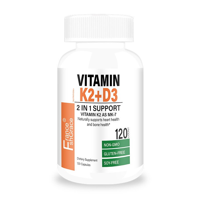 Vitamin K2 D3 Capsules Factory - OEM MK7 D3 5000iu 90mcg 120 Capsules