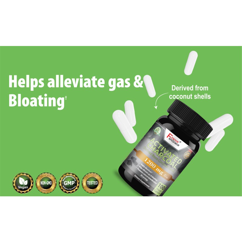 Activated Charcoal Capsules Supplier - OEM 1200mg Healthy Lifestyle 100 Caps