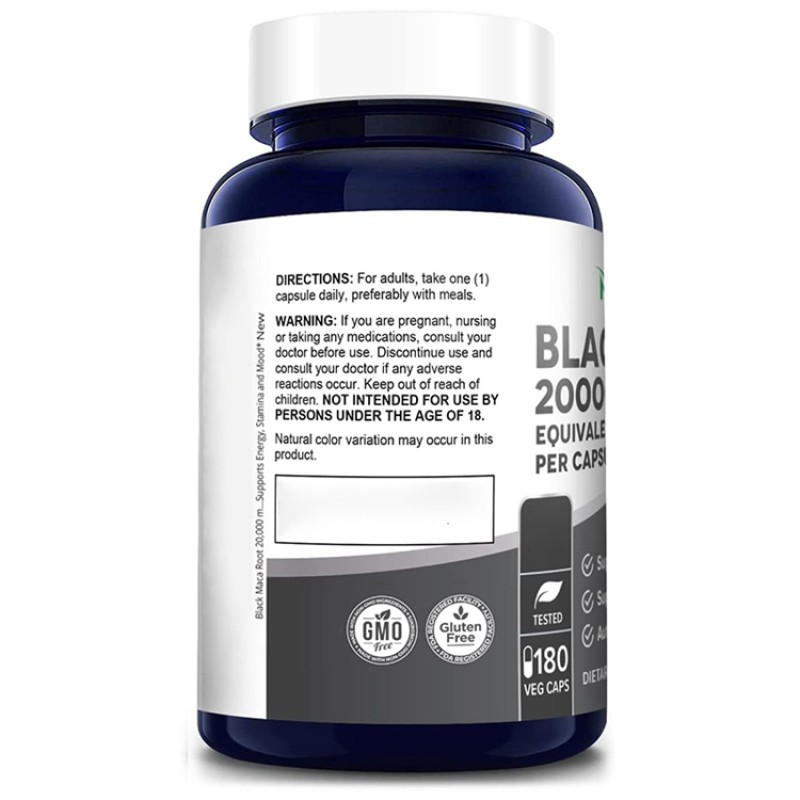 Black Maca Capsules Factory - OEM 180 Capsules Max Strength Pure