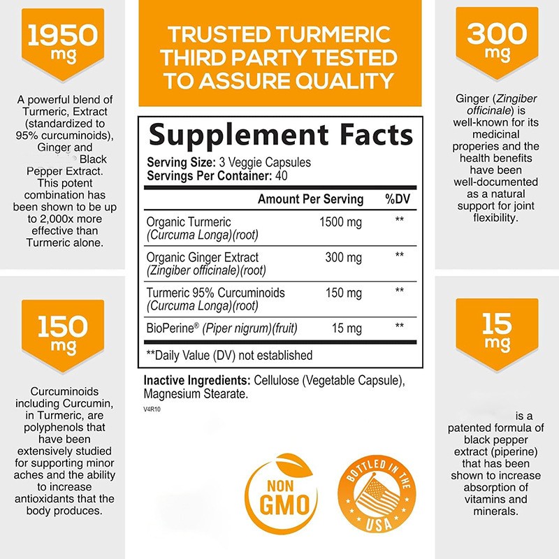 Turmeric Capsules Factory - 120 Capsules Cross Border Custom