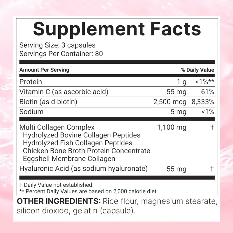 Collagen Capsules Factory - 60 Count Hydrated Acid Biotin