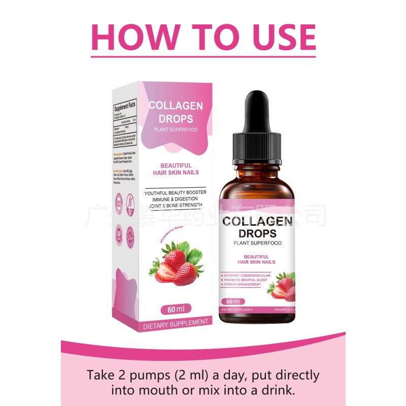 Collagen Drops Supplier - Strawberry Flavor 60ml Oral Liquid