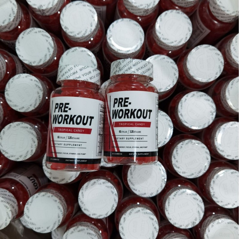 Pre-Workout Gummies Factory - 60-Piece Soft Candy Vitamins