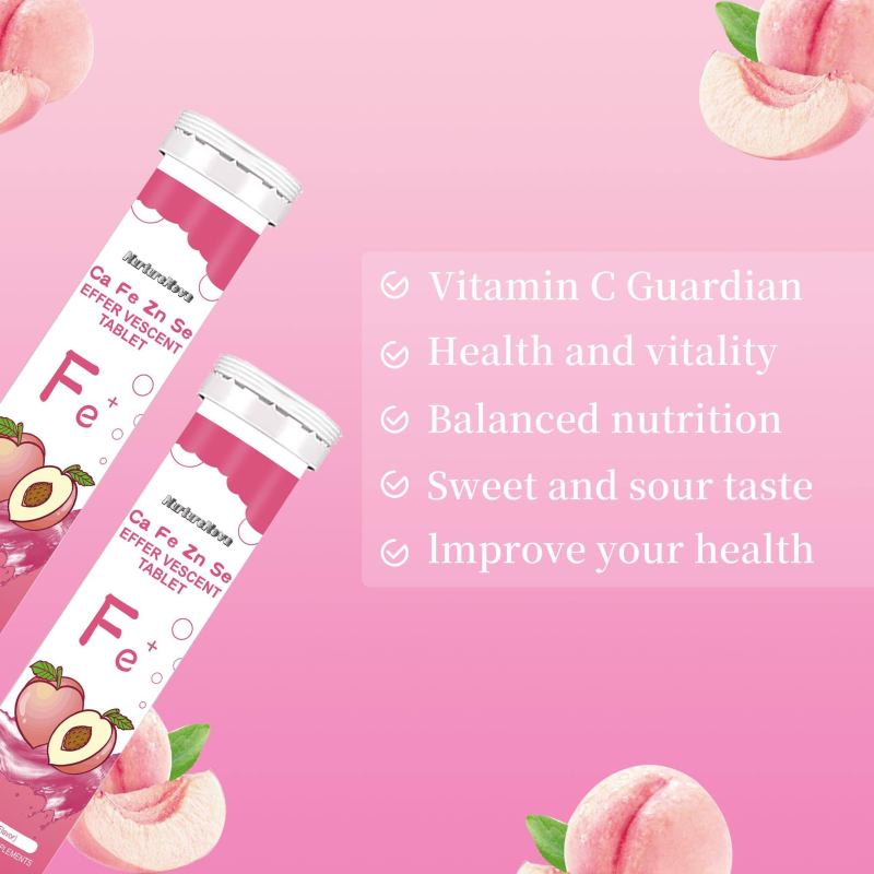 Vitamin C Effervescent Tablets Supplier - Peach Flavor 20 Pieces