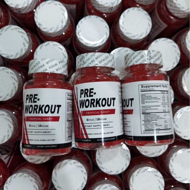 Pre-Workout Gummies Factory - 60-Piece Soft Candy Vitamins