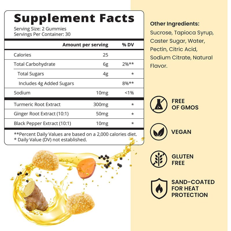 Tumeric Ginger Gummies Manufacturer - Custom Logo Skin Sweet