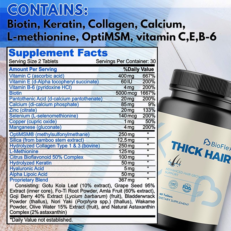 Biotin Tablets Factory - 10000mcg Cellular Energy Hair Skin