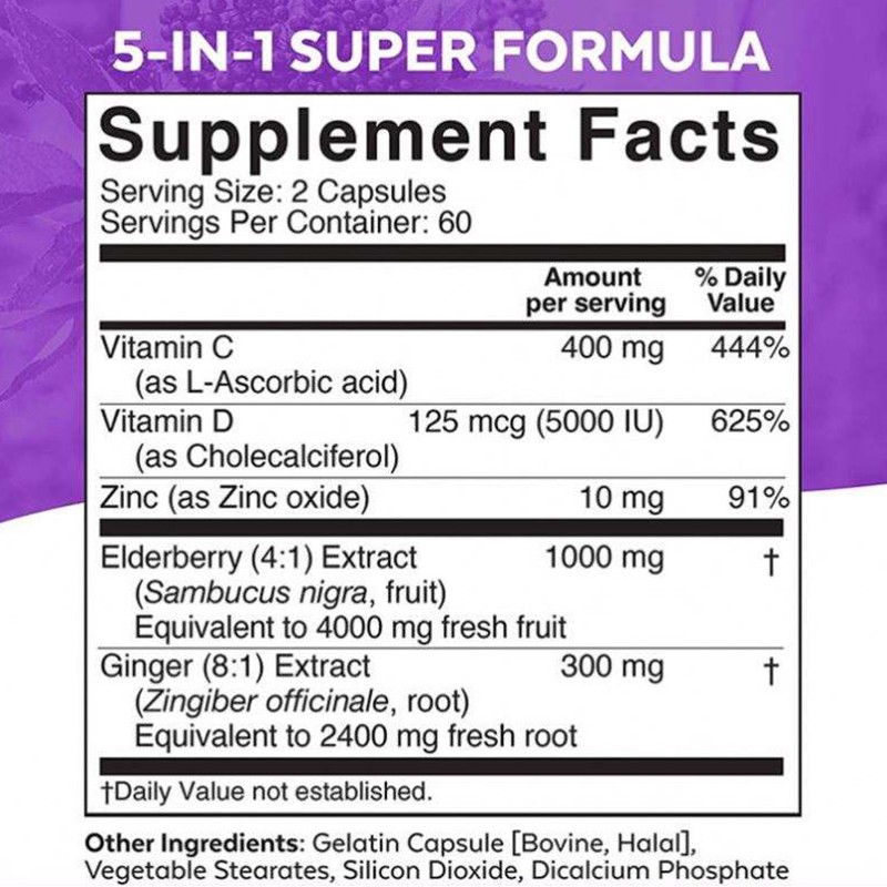 Black Elderberry Capsules Factory - Vitamin C Zinc Immune