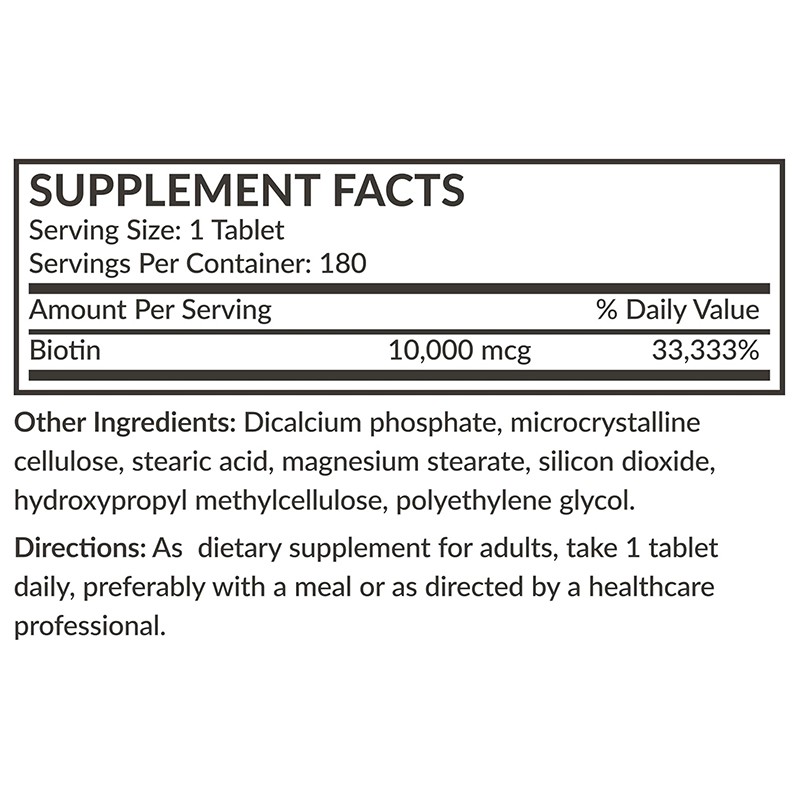 Biotin Tablets Manufacturer - 10000 MCG Vegetarian Hair Skin