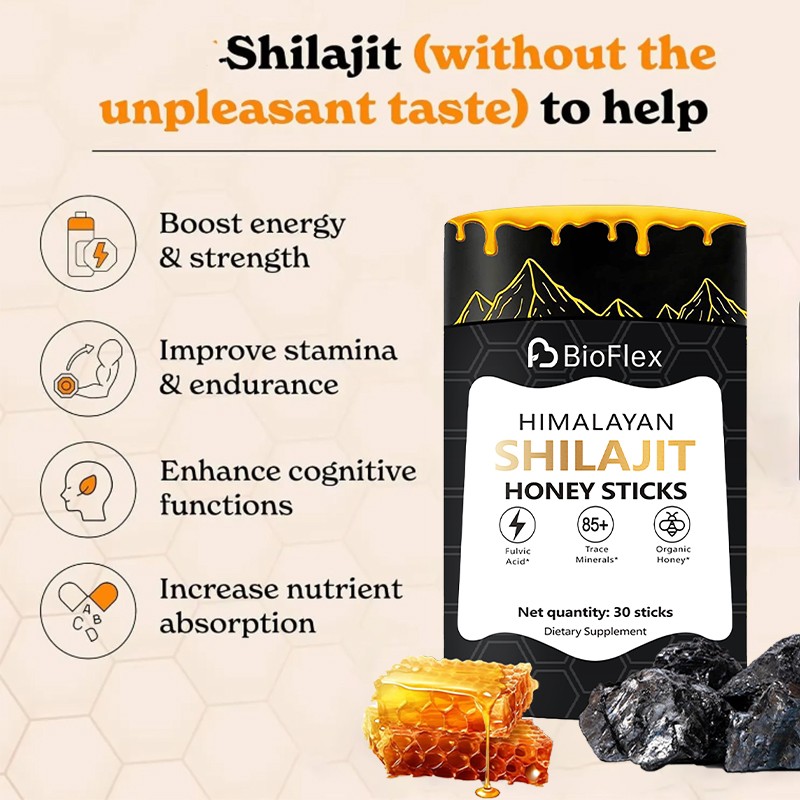 Shilajit Honey Sticks Factory - 30 Sticks Organic Honey Saffron