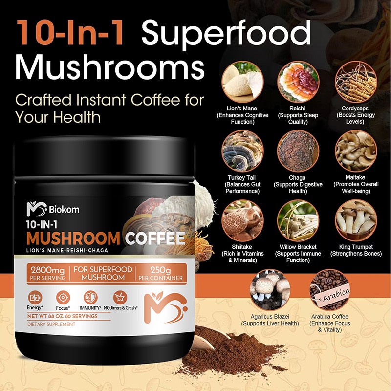Mushroom Coffee Powder Supplier - Lion 10 in 1 Reishi Complex