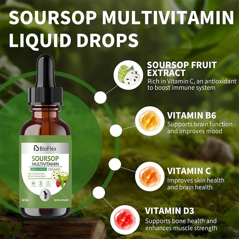 Soursop Extract Drops Supplier - Graviola Multi Vitamins B6 C D3
