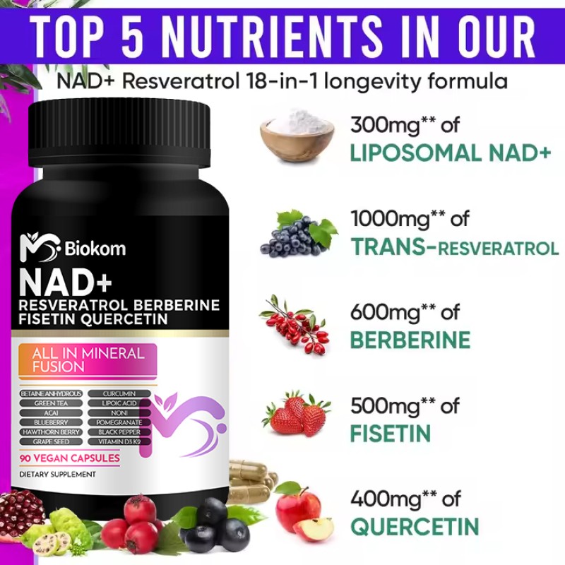Anti Aging Capsules Supplier - Vegan D3 K2 Resveratrol NAD
