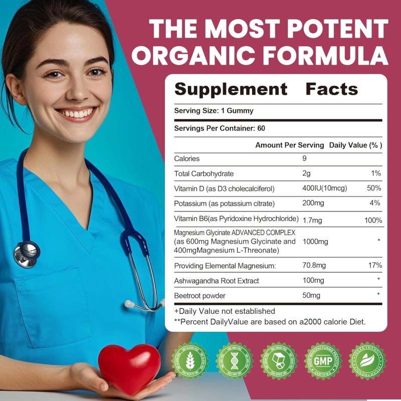 Ashwagandha Gummies Supplier - OEM 1000mg Vitamin D3 Magnesium B6